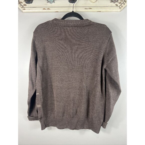 Oscar De La Renta Mens Plaid Knit Sweater Brown Medium - Picture 4 of 6